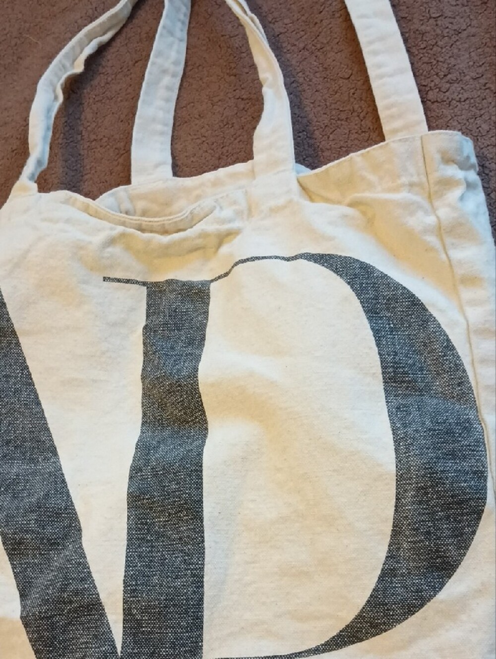 White Canvas Tote Bag with Black Logo - Picture 3 of 4